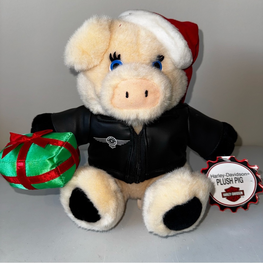Harley Davidson Motorcycles 10in Plush Christmas Pig Licensed Vintage 1999 NWT